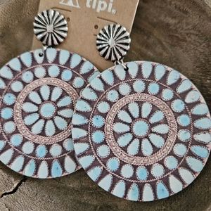 NEW turquoise wood earrings